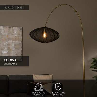 Lucide CORINA - Bogenlampe - 1xE27 - Schwarz
